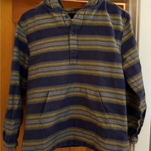 Treasure & Bond Kids Navy and Olive Striped Hoodie